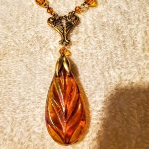 Fenton Iridized Amber Glass Pendant, limited editi